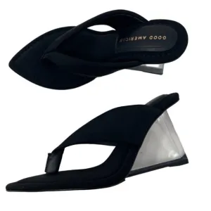 Good American Clear Wedge Sandals Neoprene Size 7