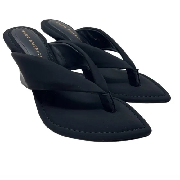 Good American Clear Wedge Sandals Neoprene Size 7