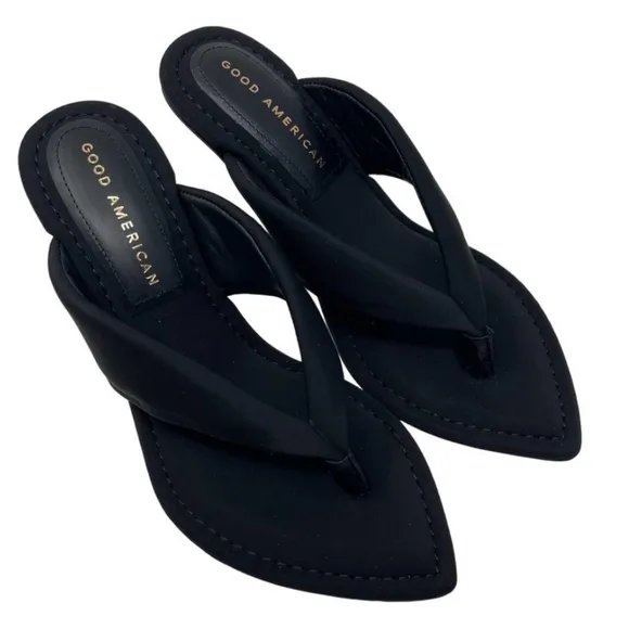 Good American Clear Wedge Sandals Neoprene Size 7
