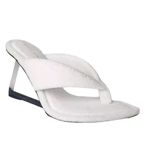 Good American Clear Wedge Sandals White Terry  Womens size 7.5