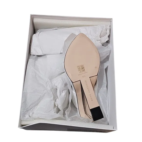 Good American Clear Wedge Sandals White Terry  Womens size 7.5
