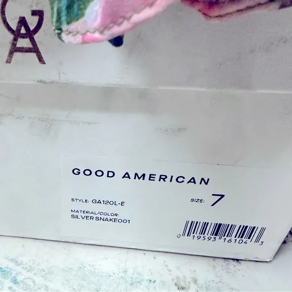 Good American Like New Lucite Sandals silver snake heels in box 7