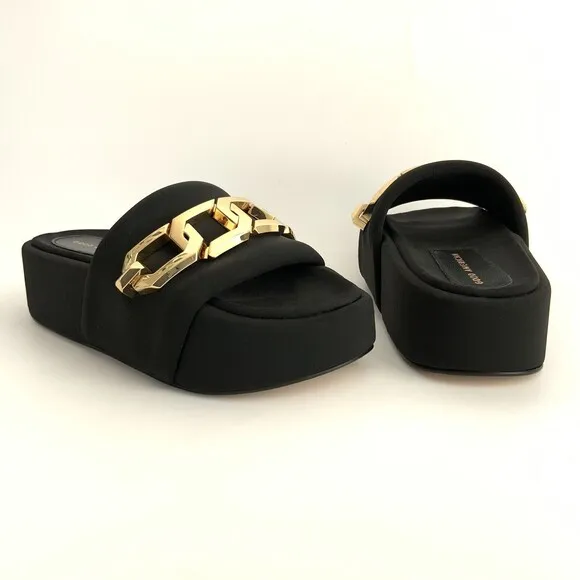 Good American Platform 6.5M Black Chunky Chain Detail