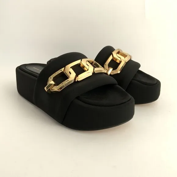 Good American Platform 6.5M Black Chunky Chain Detail