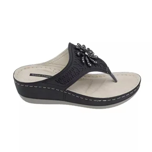 Good Choice Allie Black With Rhinestones Sandals Women's Size 9 NIB