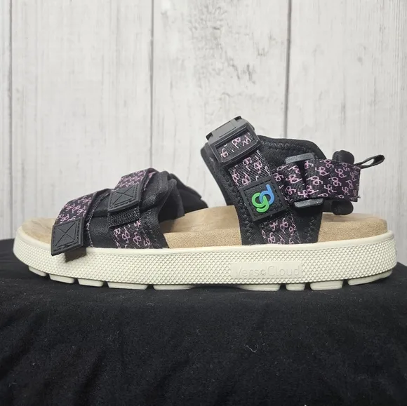Gravity Defyer G-Defy Cafe Black &amp; Pink VersoCloud Sandals, sz 8