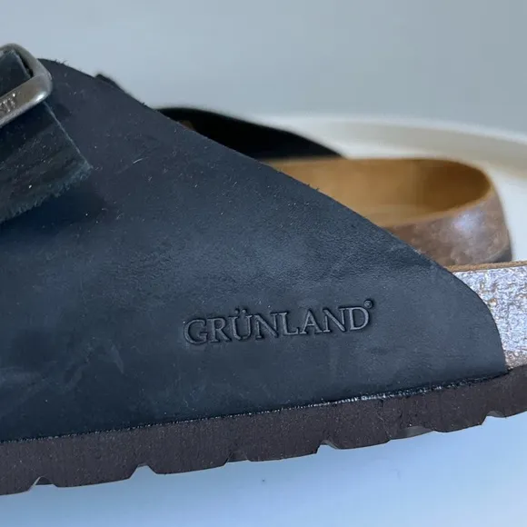 GRUNLAND Black Leather Sandals EU Size 45