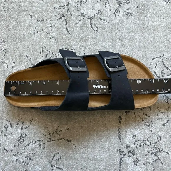 GRUNLAND Black Leather Sandals EU Size 45