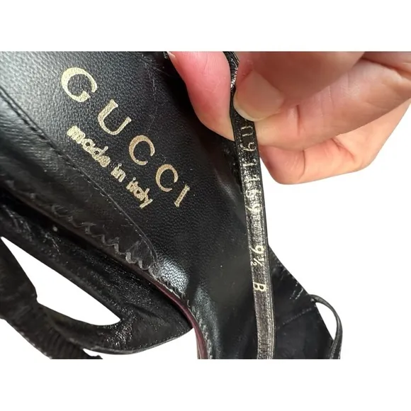 Gucci Black Leather Studded Strappy Slingback Sandal HeelsWomen's Size 9.5B