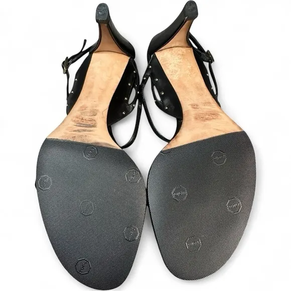 Gucci Black Leather Studded Strappy Slingback Sandal HeelsWomen's Size 9.5B