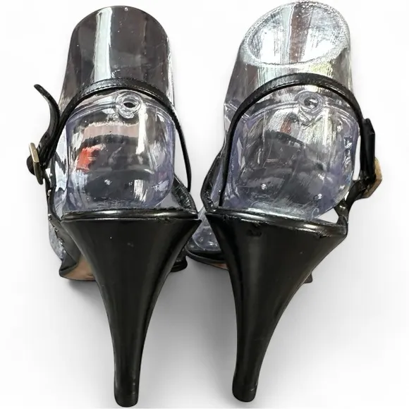 Gucci Black Leather Studded Strappy Slingback Sandal HeelsWomen's Size 9.5B