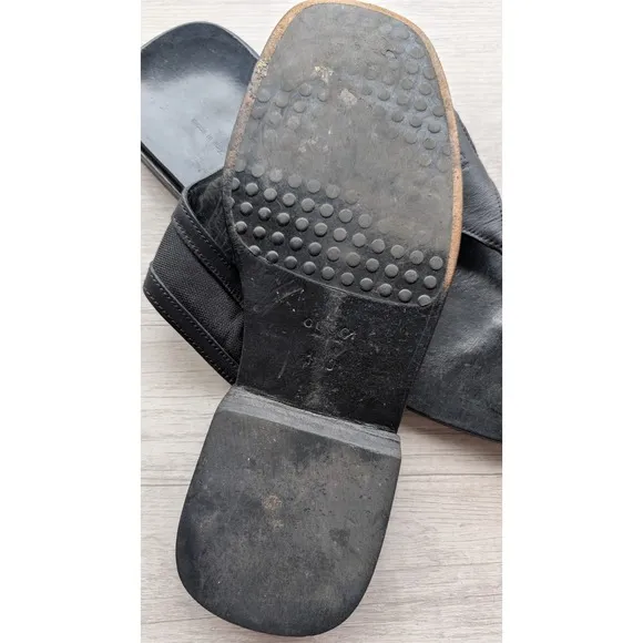Gucci Black Men Leather Sandals - Size 11.5