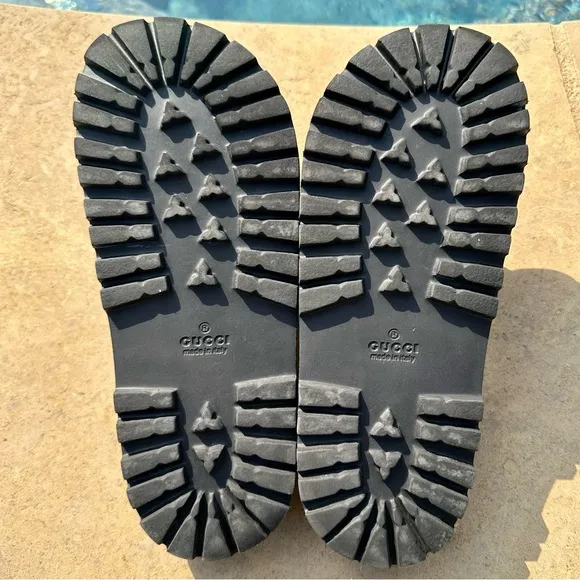 Gucci Black Web Rubber Pool Slides Sandals Shoes - Men’s Size 6.5 US, 6 UK
