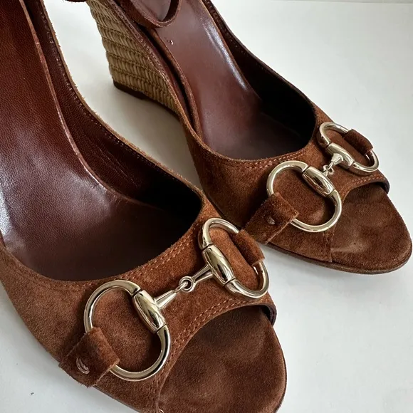 Gucci Horsebit Wedge Sandals