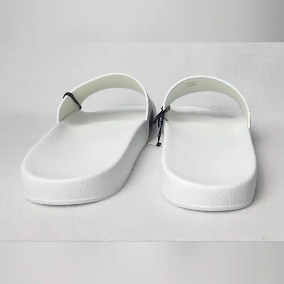 Gucci Men's White Slide Sandals with Green and Red Stripes