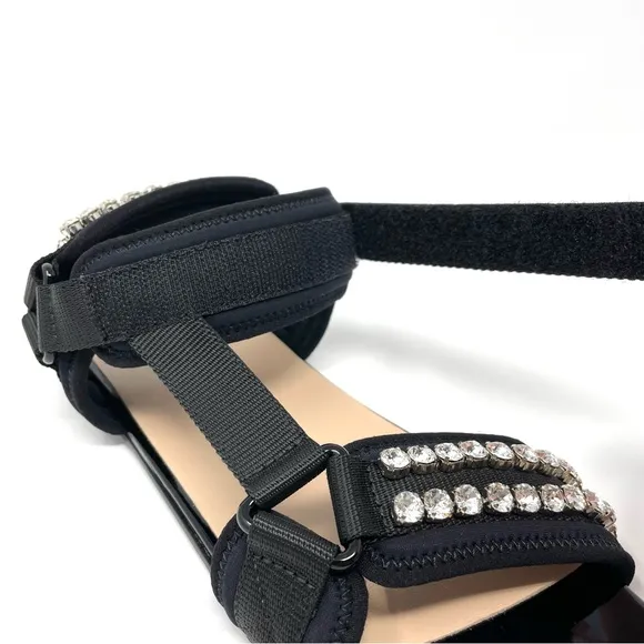 Gucci Shea Crystal-Embellished Canvas and Patent Leather Dad Sandals Size 36 6