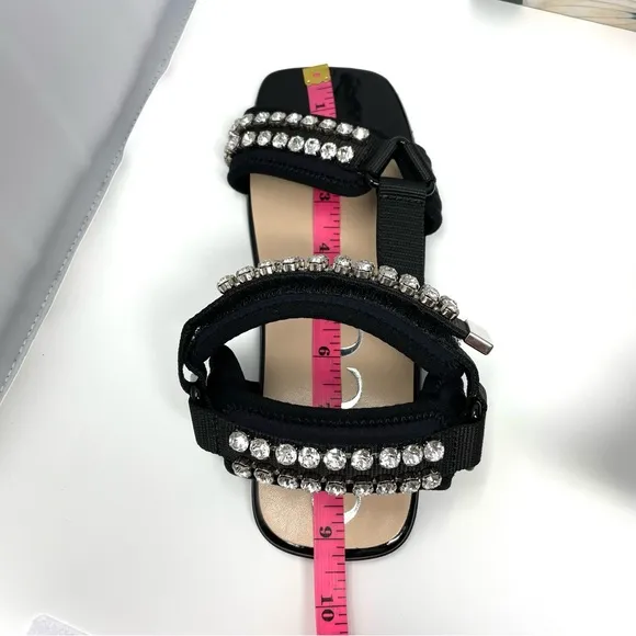 Gucci Shea Crystal-Embellished Canvas and Patent Leather Dad Sandals Size 36 6