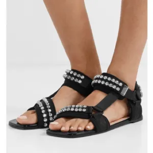 Gucci Shea Crystal-Embellished Canvas and Patent Leather Dad Sandals Size 36 6