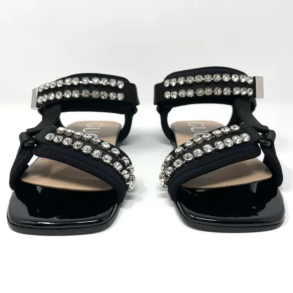 Gucci Shea Crystal-Embellished Canvas and Patent Leather Dad Sandals Size 36 6