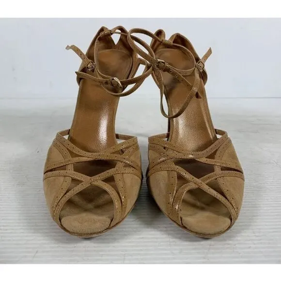 Gucci Womens Brown Leather Italy Adjustable Strap Slingback Dress Sandals 9B COA