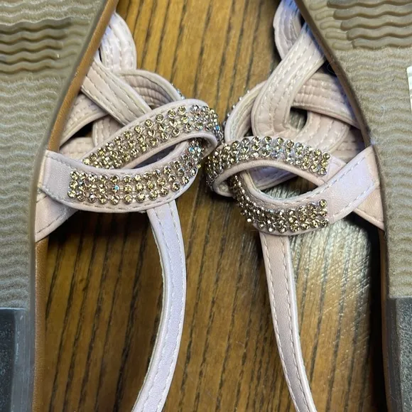Guess pale pink beaded sandals with adjustable strap. Size 6