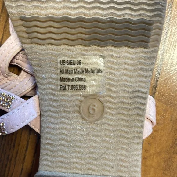 Guess pale pink beaded sandals with adjustable strap. Size 6