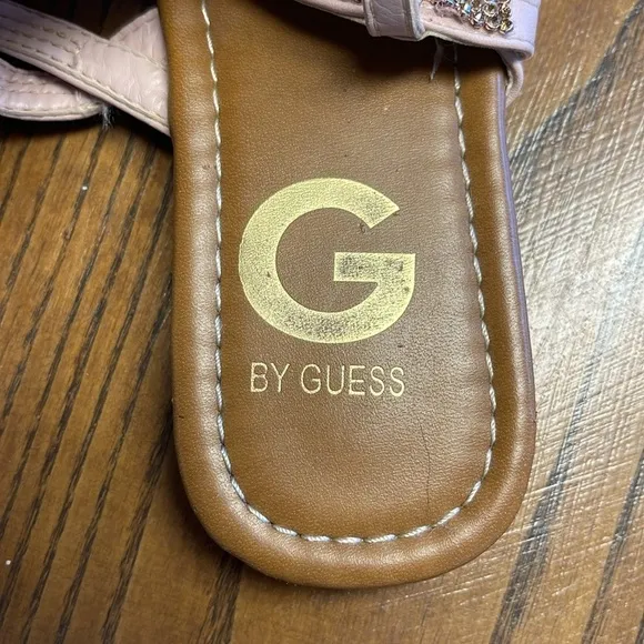 Guess pale pink beaded sandals with adjustable strap. Size 6