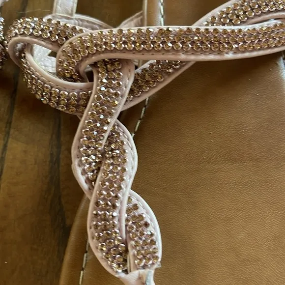 Guess pale pink beaded sandals with adjustable strap. Size 6