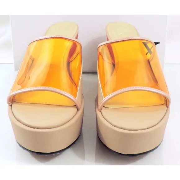 GX by Gwen Stefani Amelie Platform Wedge Slide Sandal Heels Nude Size 7.5