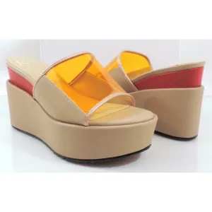 GX by Gwen Stefani Amelie Platform Wedge Slide Sandal Heels Nude Size 7.5