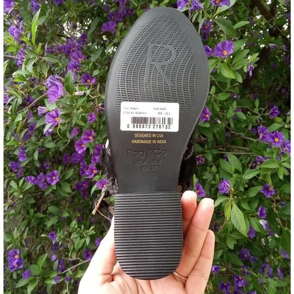 [H109] RAG &amp; CO [ROSALIE] Black Block Heeled Sandal, Size 7