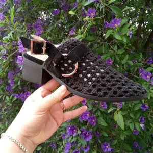 [H124] RAG &amp; CO [ROSALIE] Black Block Heeled Sandal, Size 6