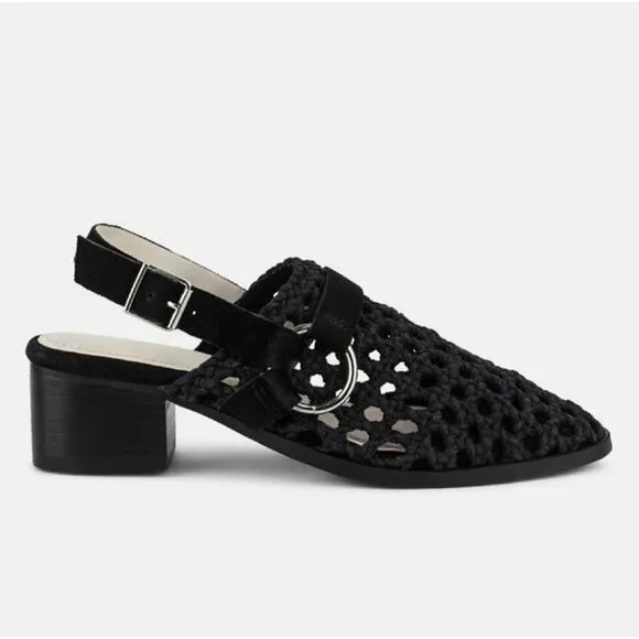 [H125] RAG &amp; CO [ROSALIE] Black Block Heeled Sandal, Size 6