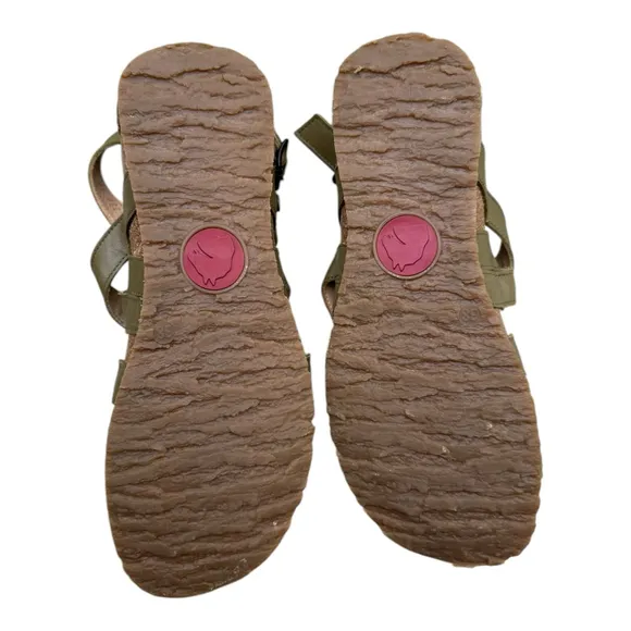 Haflinger Olive Leather Strappy Comfort Sandals EU 38 New | Cork Footbed 7.5