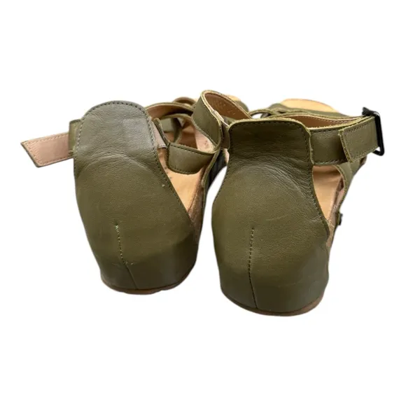 Haflinger Olive Leather Strappy Comfort Sandals EU 38 New | Cork Footbed 7.5