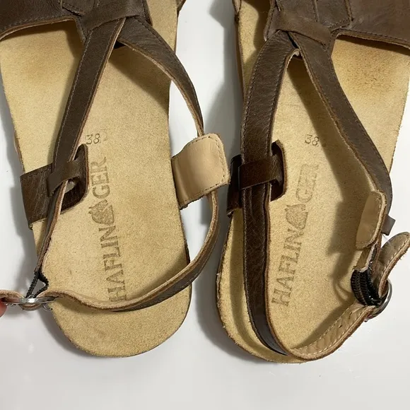 Haflinger women’s Size EUR 38 brown leather sling back sandals. Made in Germany.