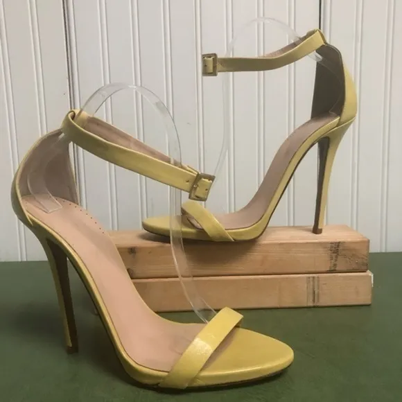 Halston Heritage Angie Ankle Strap Heels Lemonade