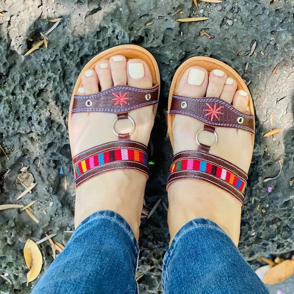 Handmade leather slide sandals
