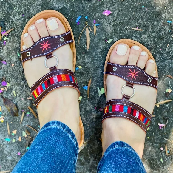 Handmade leather slide sandals
