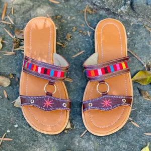 Handmade leather slide sandals