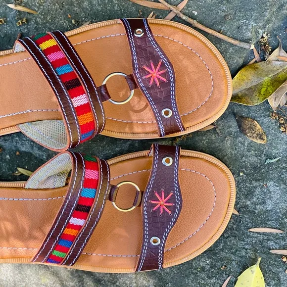 Handmade leather slide sandals