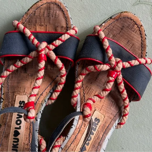 Harajuku Lovers Nautical Rope Wedge Sandals