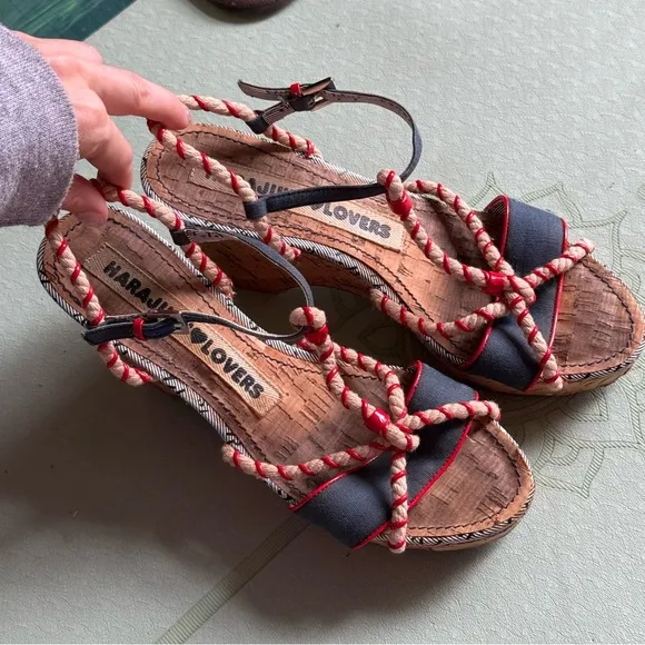 Harajuku Lovers Nautical Rope Wedge Sandals