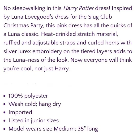 HARRY POTTER HER UNIVERSE LUNA LOVEGOOD MIDI DRESS! Tiered Ruffles Party Magical