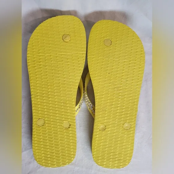 Havaianas Women's Yellow Ombre Rhinestone Flip Flops Sandals Size 9