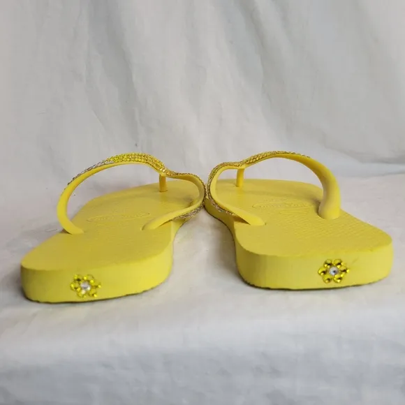 Havaianas Women's Yellow Ombre Rhinestone Flip Flops Sandals Size 9
