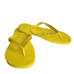Havaianas Women's Yellow Ombre Rhinestone Flip Flops Sandals Size 9