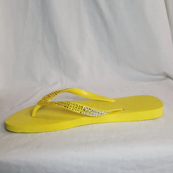 Havaianas Women's Yellow Ombre Rhinestone Flip Flops Sandals Size 9