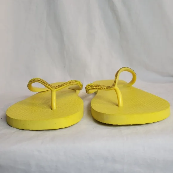 Havaianas Women's Yellow Ombre Rhinestone Flip Flops Sandals Size 9
