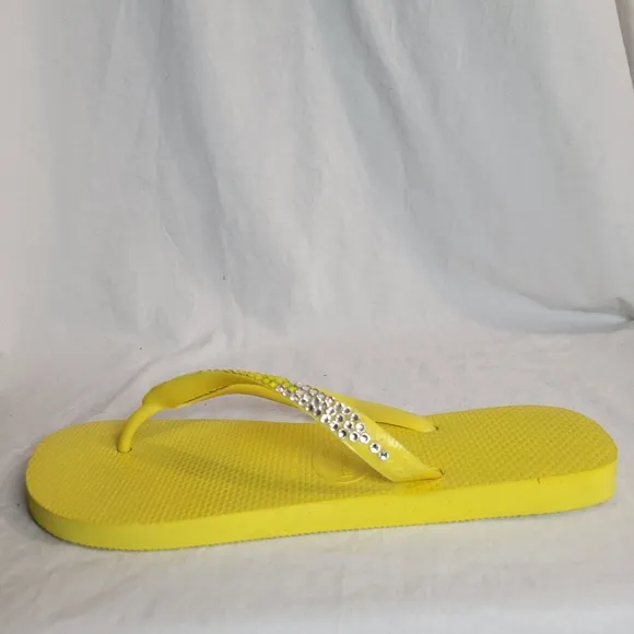 Havaianas Women's Yellow Ombre Rhinestone Flip Flops Sandals Size 9